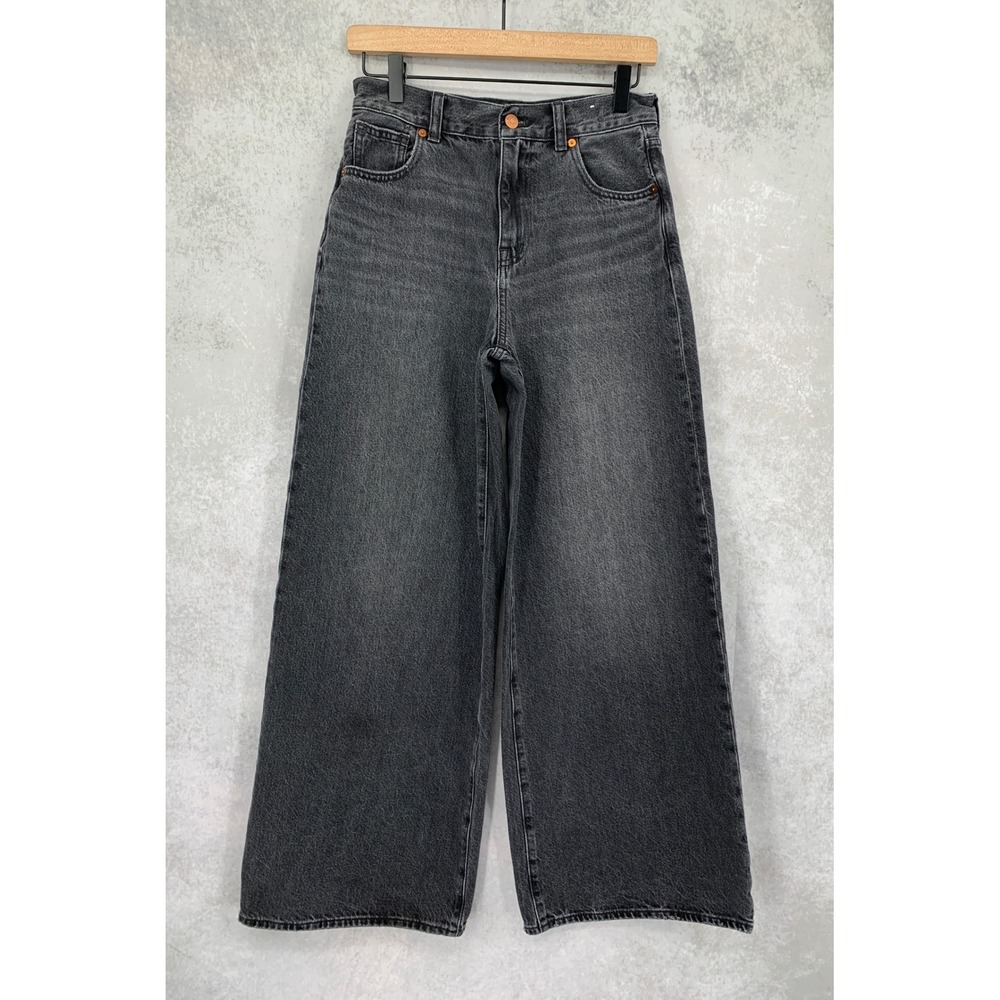 Madewell Wide Leg Jeans Womens 26 Black Superwide-Leg Cotton Denim Pants